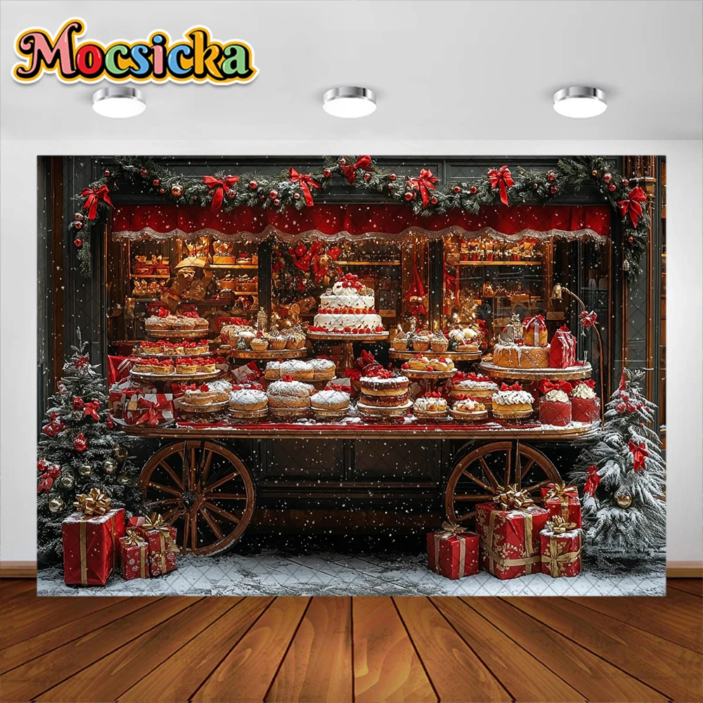 겨울 크리스마스 사진 배경 크리스마스 상점 선물 장식, 어린이 휴일 초상화 사진 배경, 스튜디오 소품 배너