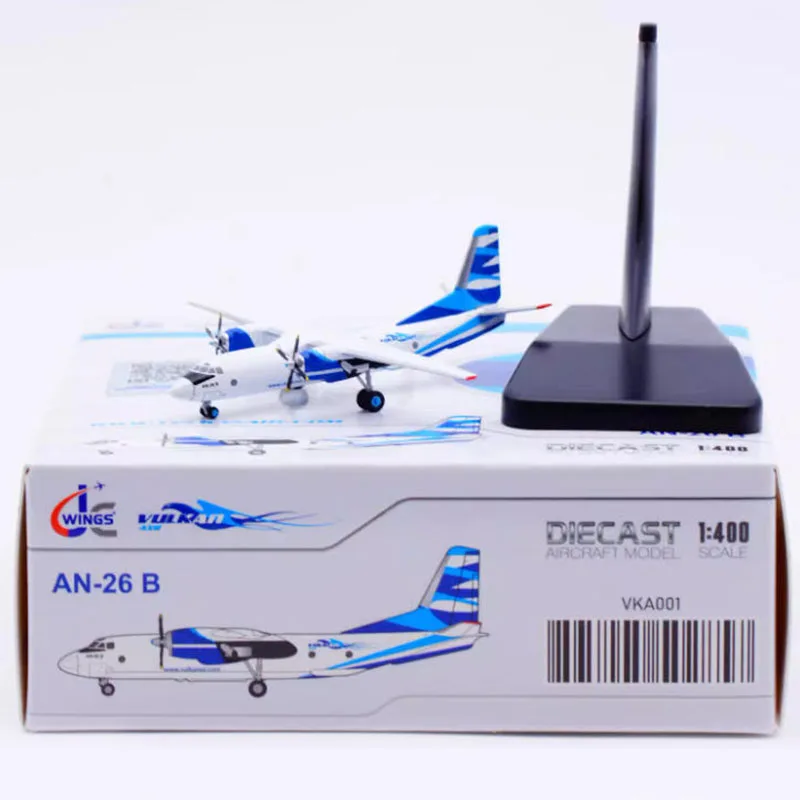 JC Wings Diecast 1:400 Scale Vulkan Air AN-26 B Aircraft Simulation Alloy Finished Souvenir Collection Toy Gift