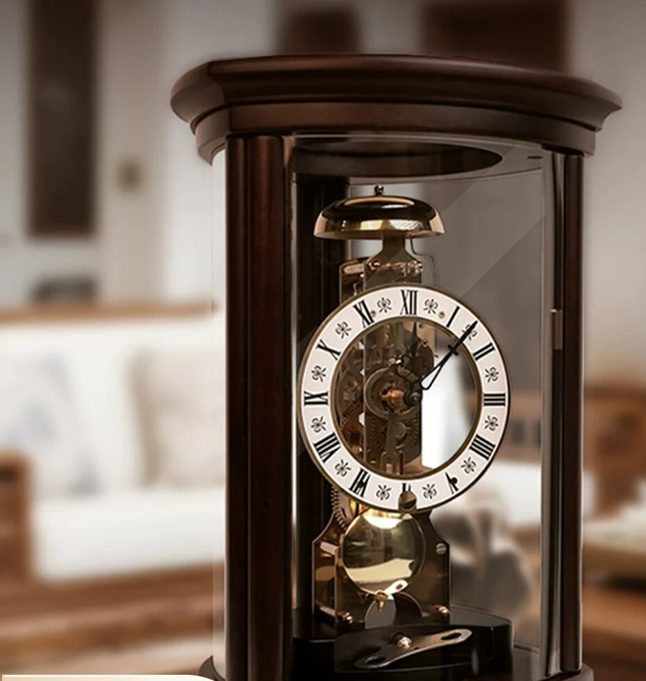 

High-end desktop machinery Advanced solid wood seat clock European table clock