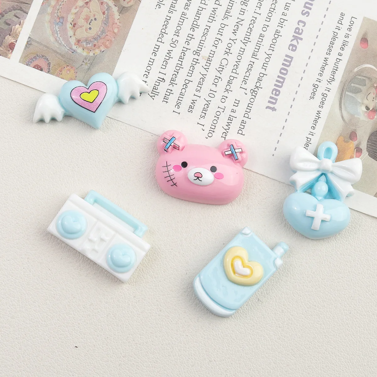 100 قطعة Kawaii الراتنج فلاتباك مصغرة مجوهرات الدب الضروريات DIY بها بنفسك ل جراب هاتف دبوس المفاتيح أقراط سجل القصاصات #4