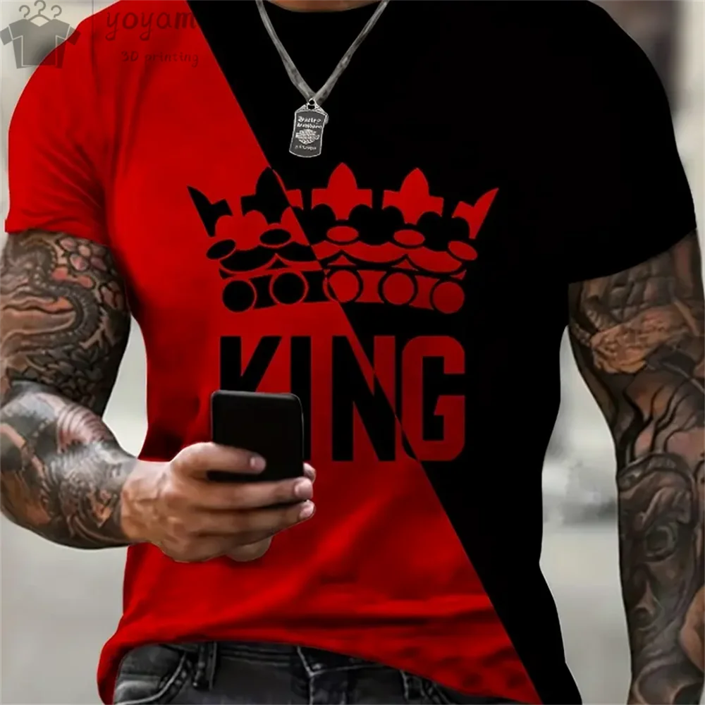 Camiseta de manga corta de gran tamaño para hombre, camiseta de manga corta, camiseta de verano para hombre, ropa con estampado King K, camiseta divertida para hombre, camisetas con cuello redondo