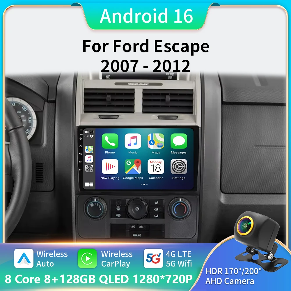 

Android 16 Auto For Ford Escape 2007 2008 2009 2010 - 2012 Car Radio Multimedia Player Auto Navigation GPS Stereo WIFI No 2 din