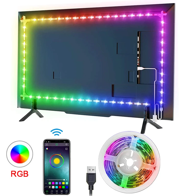 Taśma LED RGB Sterowana Aplikacją Bluetooth 5V USB Elastyczna Taśma Diodowa do Podświetlenia TV Dekoracja Pokoju Gracza — zdjęcie 2