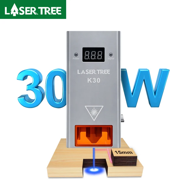 LASER TREE K30 30W Moduł lasera o mocy optycznej z wspomaganiem powietrznym 6 diod TTL Niebieskie światło Głowica laserowa do grawerowania CNC Narzędzia tnące