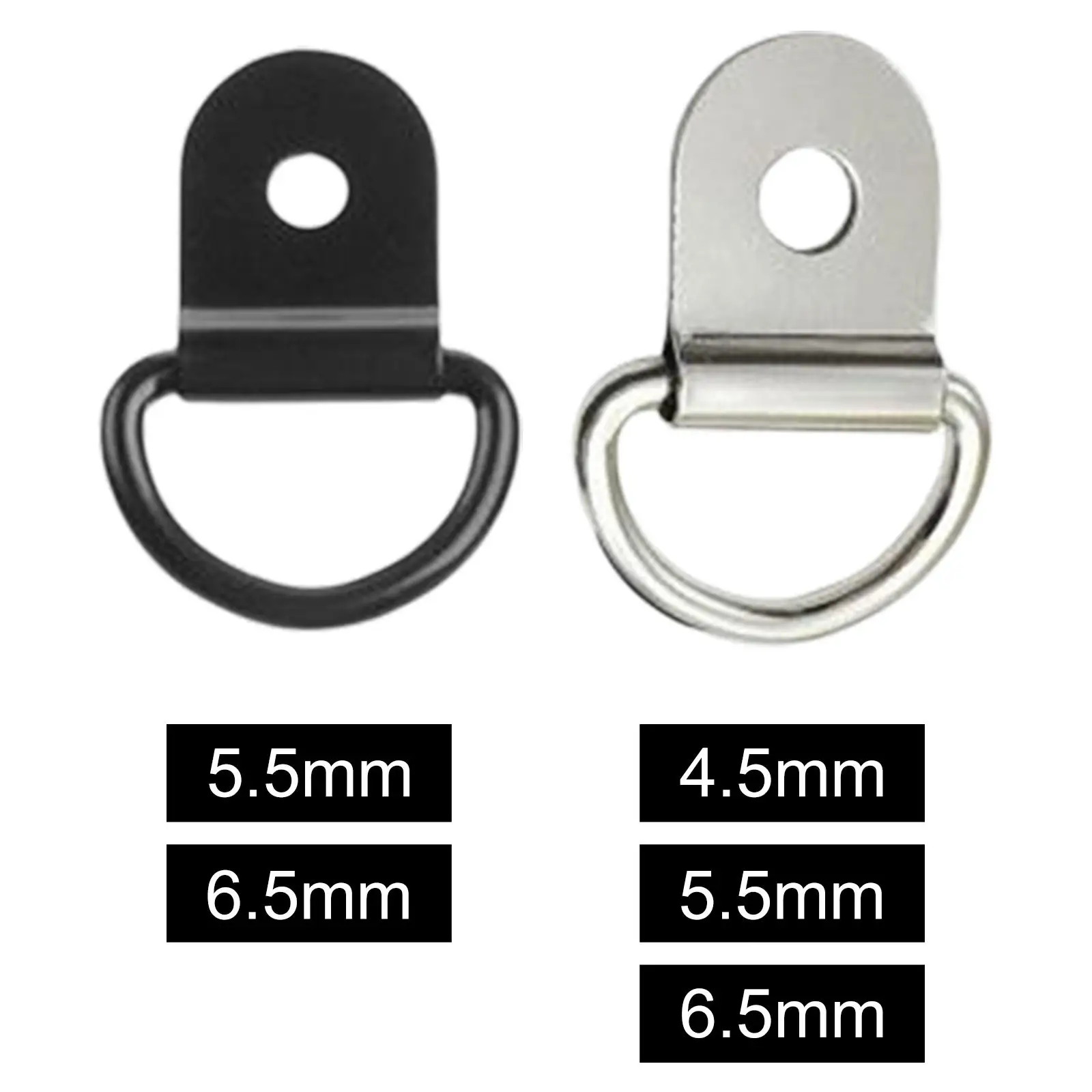 10Pcs D Ring Tie Down Anchors Ring Accs Pull Hook Stainless Steel Black Lashing Ring Fits for SUV Trailers Vehicles RV Cargo