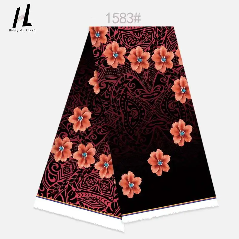 Bild 6: Lebendiges Frangipani-Blumenmuster mit Tribal-Design, Digital Bedruckter Polyesterstoff für Mumu-Kleider, Sarongs