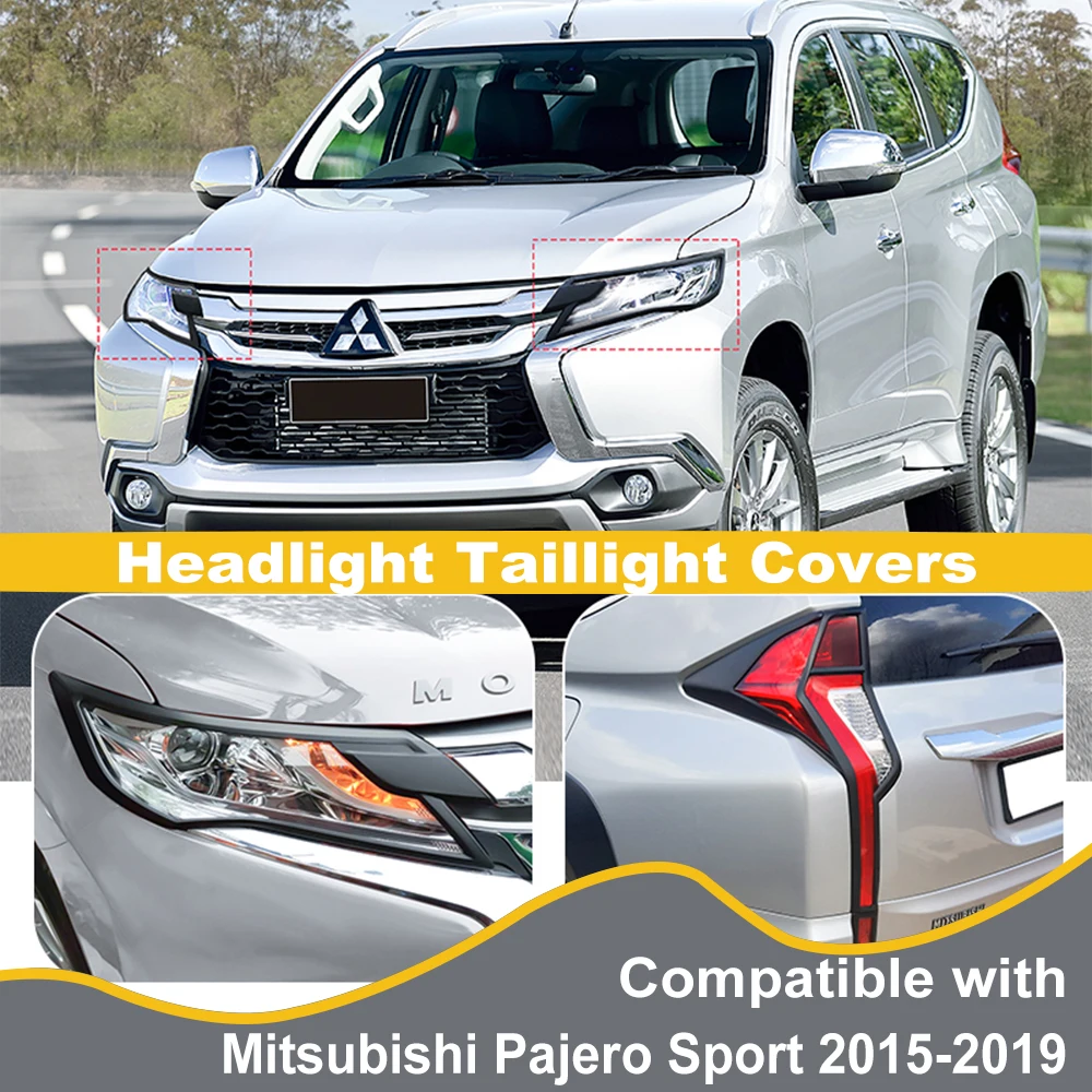 

Headlight Tail Light Covers for Mitsubishi Pajero Sport 2015-2019 Montero Sport ABS Matte Black Lamp Hoods Exterior Accessories