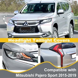Headlight Tail Light Covers for Mitsubishi Pajero Sport 2015-2019 Montero Sport  ABS Matte Black Lamp Hoods Exterior Accessories