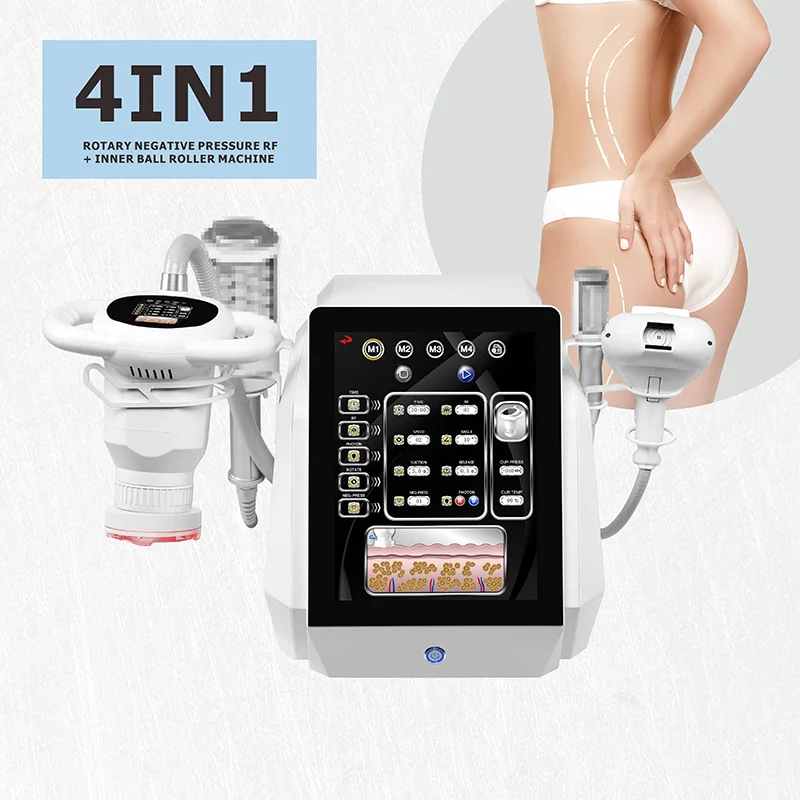 Máquina de rodillo de succión al vacío multifuncional portátil, herramienta de masaje de drenaje linfático para levantamiento de la piel, quema de grasa RF