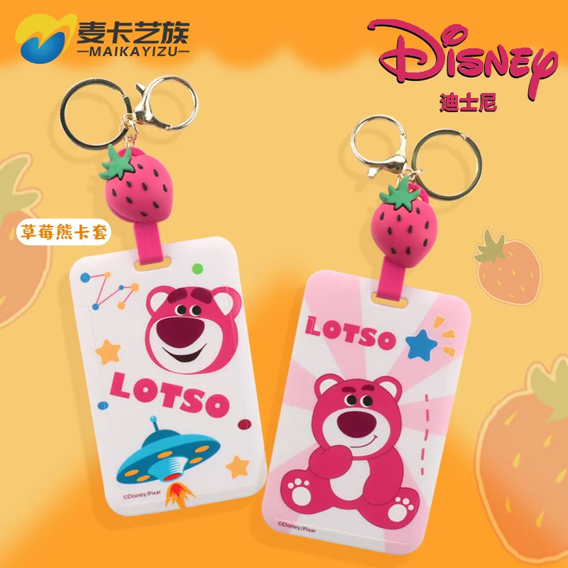 Disney Cartoon Card Cover Sliding Cover Toy Story Lotso Printed Bus Meal ID Holder Card Sleeve Student Bus Card Case Pendant