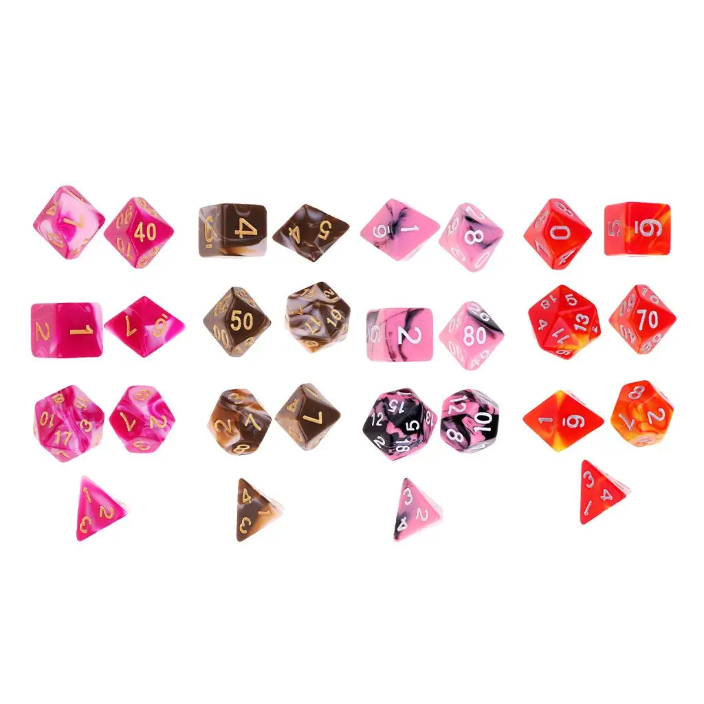 7 Piece Polyhedral Dice Set Bright Colors RPG Dice for Board Game Night and Teaching Projects