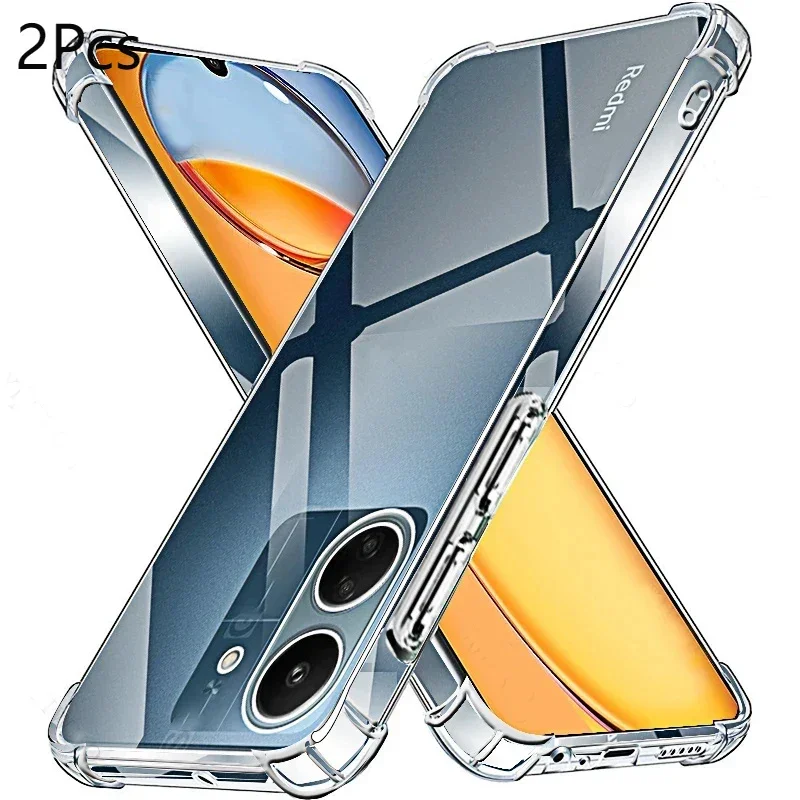 

2pcs Transparent Phone Case for Redmi 13C 12c 10C 9C Clear Soft Silicone Back Cover Xiaomi Redmi 12 4G 5G Shell 13 12 10 C A 9 C