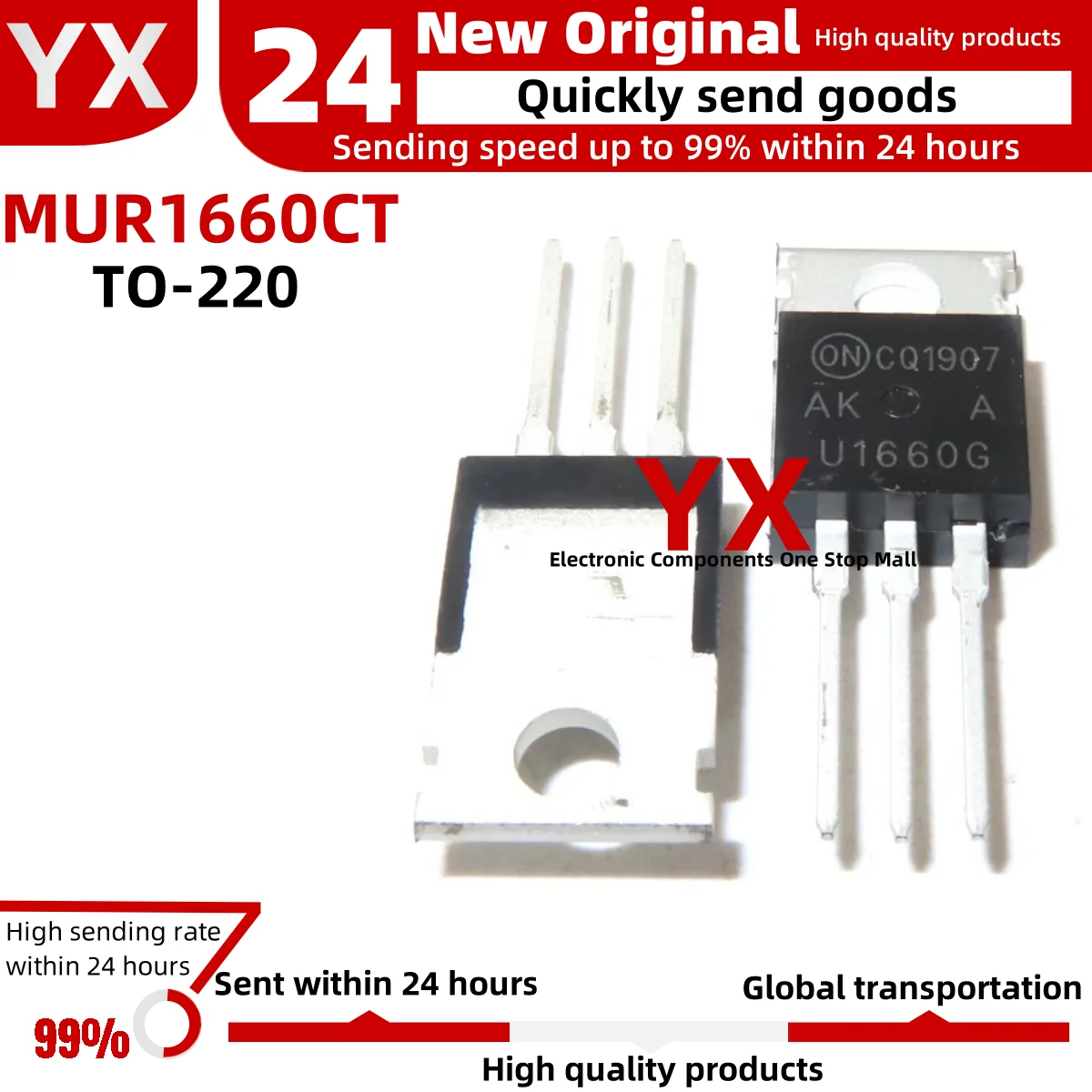 10PCS/LOT MUR1660CT MUR1660 U1660G TO-220 Fast recovery diode U1660 600V New High Quality In Stock