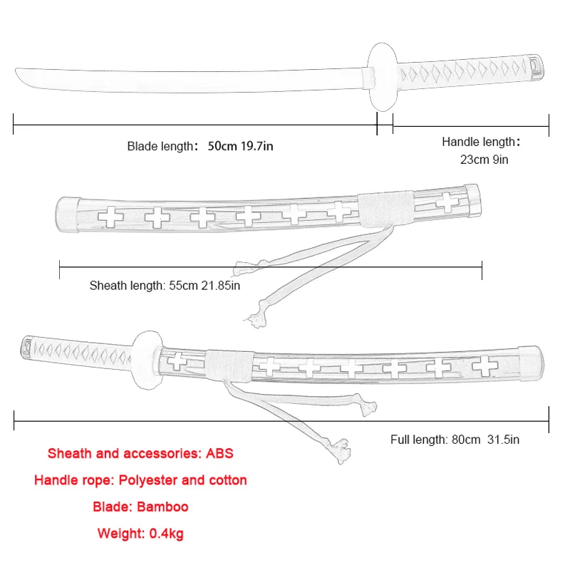 Trafalgar Law Sword Anime Cosplay Roronoa Zoro Katana Kitetsu Yama Shusui Japanese Samurai Wooden Toy Swords Catana Decoration