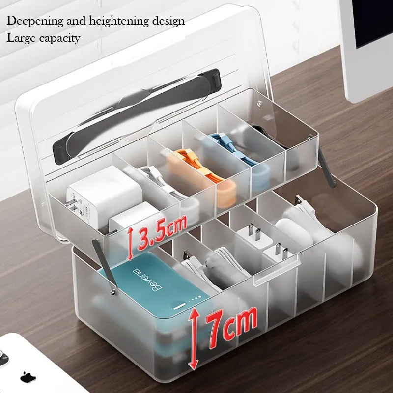 Data Cable Organizer Box With Lid Portable Charge Cable Management USB Cord Sorter Desk Electronic Accessorie Organizer for Home