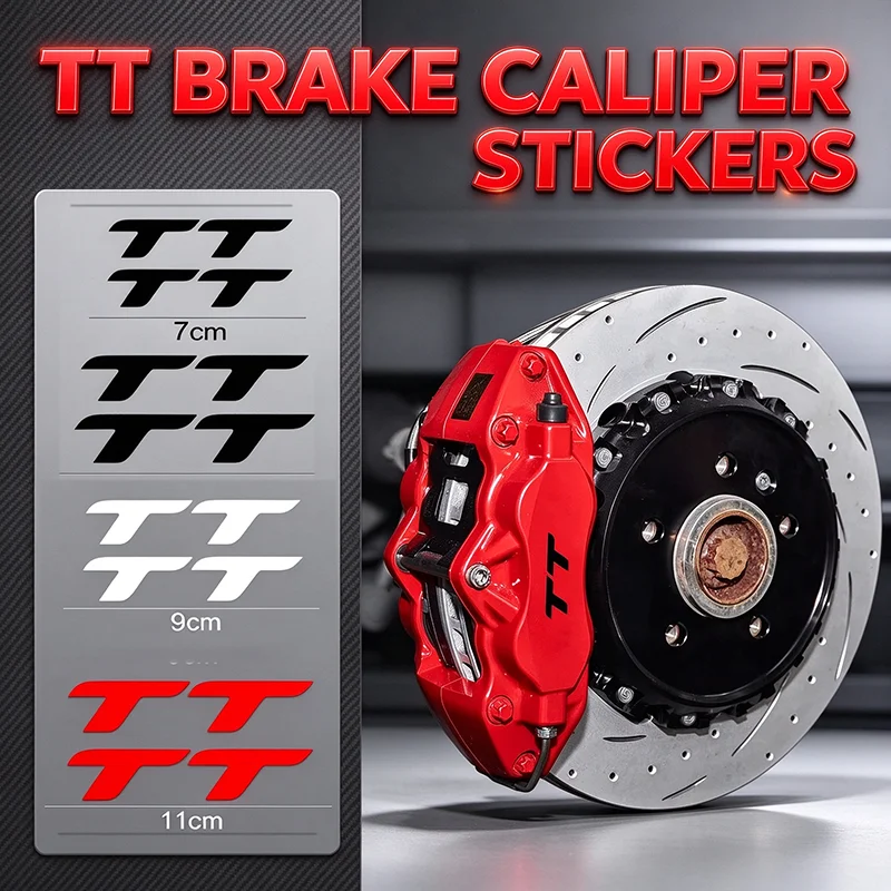6PCS Car Brake Caliper Sticker Auto Wheel Decal Badge for Audi TT Coupe Roadster Quattro S line Accessories