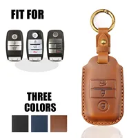 Leather 3 4 Button Car Remote Key Case Cover For Kia Sportage Cerato Optima K2 K3 K4 K5 Rio Picanto K2 Soul Sorento Ski Sedona