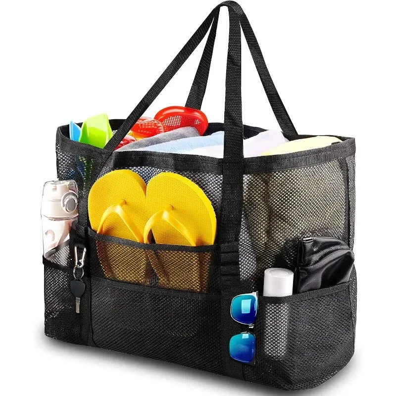 

1pcs Mesh Beach Bag - Large Beach Tote Bag for Family Beach Bag for Toys & Vacation Essential