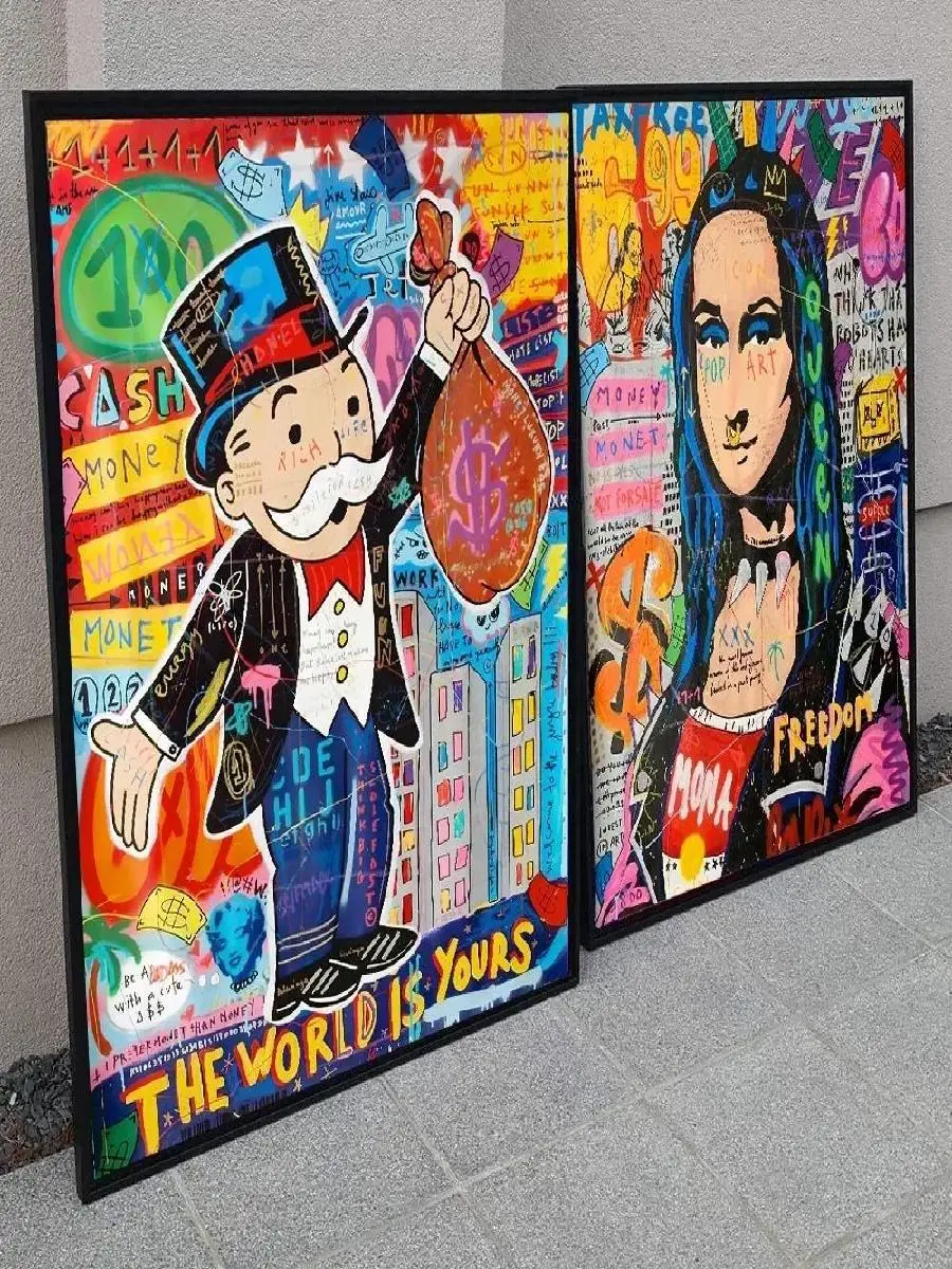 Graffiti moderno arte de parede estética banksy pop retrato hd lona poster impressões casa quarto sala estar decoração presente