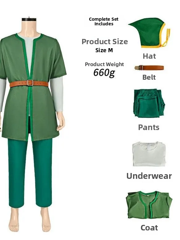 

Renaissance Medieval Adventurer Costume Set with Hood Open Front Outer Robe Universal Halloween Cosplay Women's Ethnic Stage ...