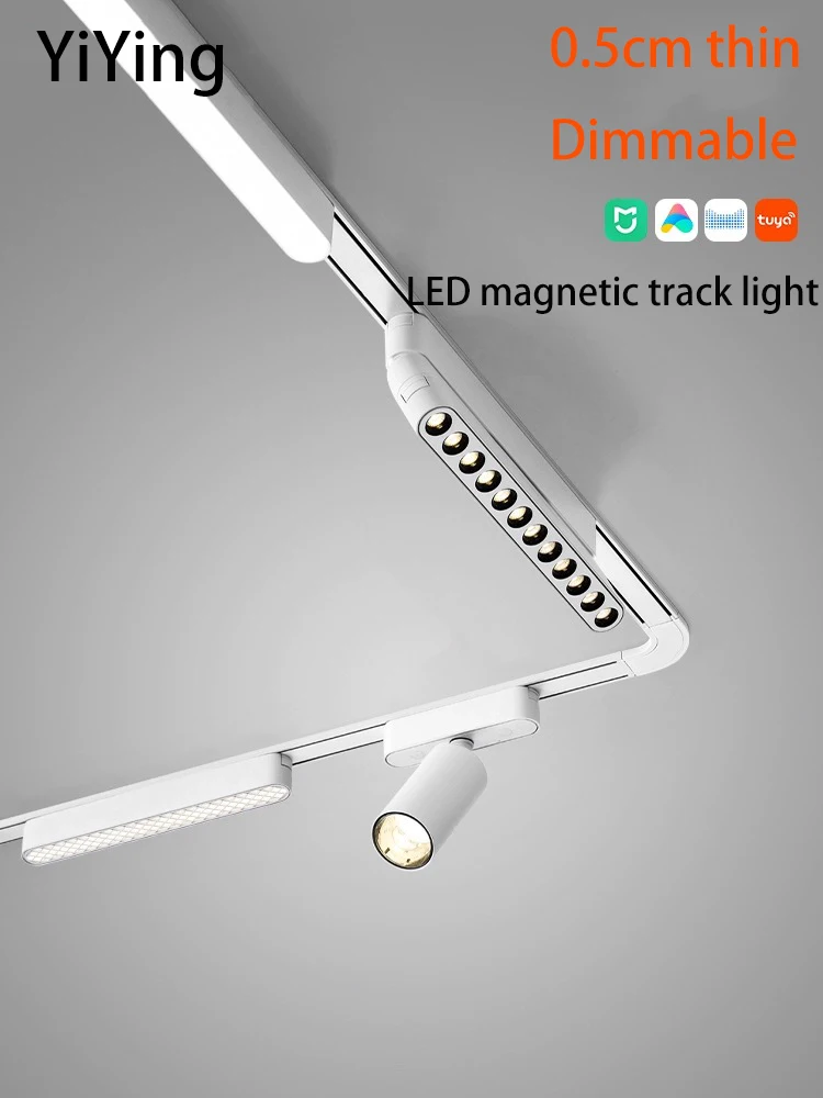 

Led Magnetic Track Light Ultra Thin Surface Mounted Rails Lighting Fixture Tuya ZigBee Dimmable Smart Spotlights White Color