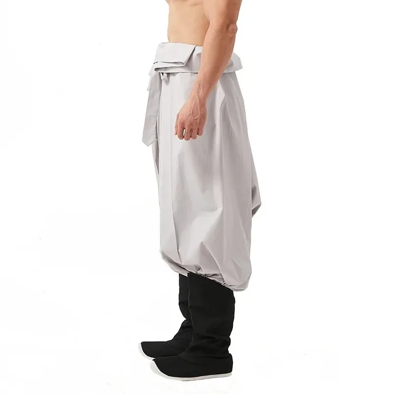 الصينية الرجال قطرة منخفضة المنشعب Hanfu السراويل الفضفاضة مربوط الحريم سلالة مينغ السراويل التقليدية البنطلونات خمر