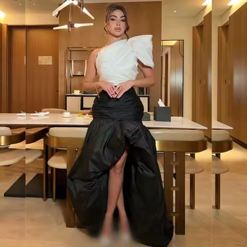 Customized Grace Pleat One-shoulder Hi-Lo Dresses Formal Evening Dress Bespoke Occasion Exquisite Prom Party Gown