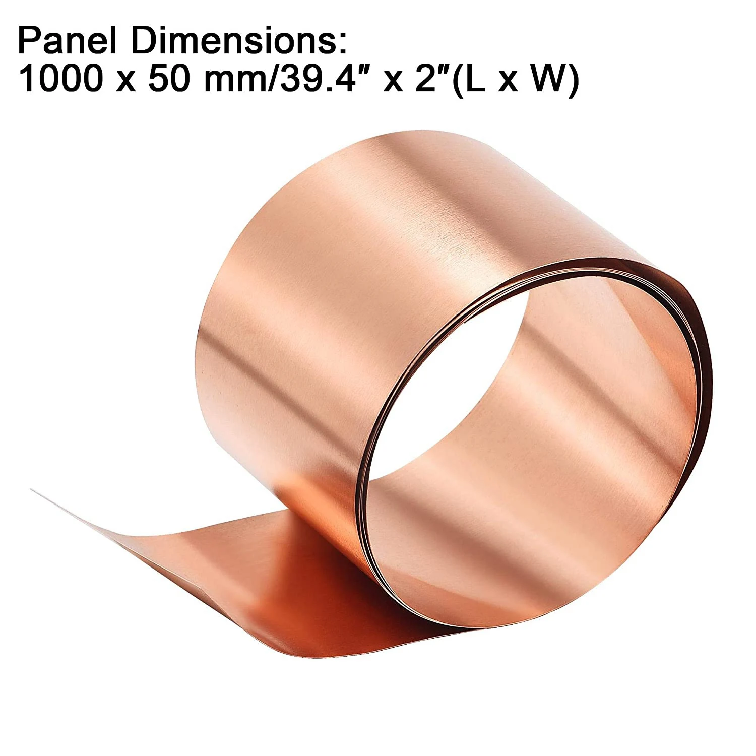 ABNC-Copper Sheet Roll, Metal Foil Plate 1000mm x 50mm x 0.1mm 2Pcs