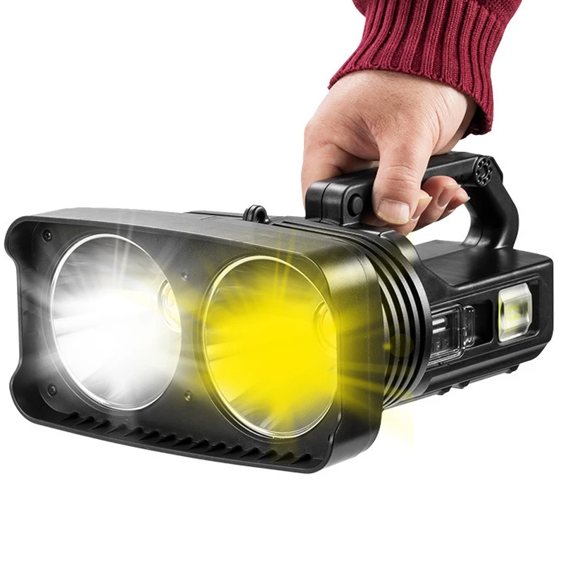 

Warm White XHP50 LED Flashlight Headlamp Rechargeable Big Head Searchlight Handheld Work Light Spotlight Floodling Torch Lantern