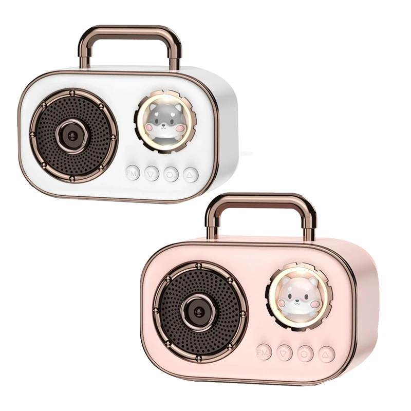 

1 PCS Retro Bluetooth Speaker Subwoofer Mini Wireless Speaker High Quality Desktop Loudspeaker Home Portable Speaker-Pink