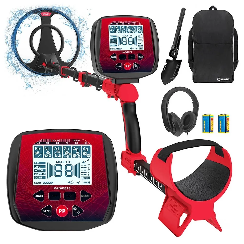 KAIWEETS KGM01 Metal Detector, 6 Detection Modes, 5-Level Sensitivity, LCD Display, IP68 Waterproof, with Headphone