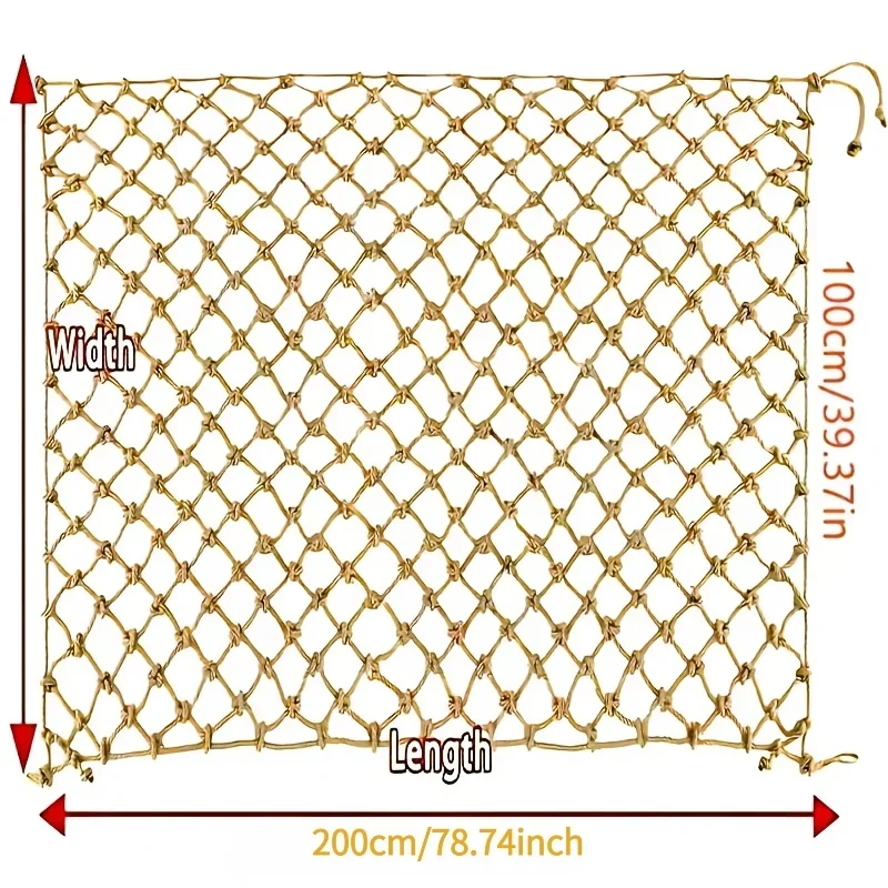 1pc Nature Jute Rope Decorative Net-Graden Plant Support Net Net Hemp Climbing Netting Balcony Stair Protection Fence 2*1m