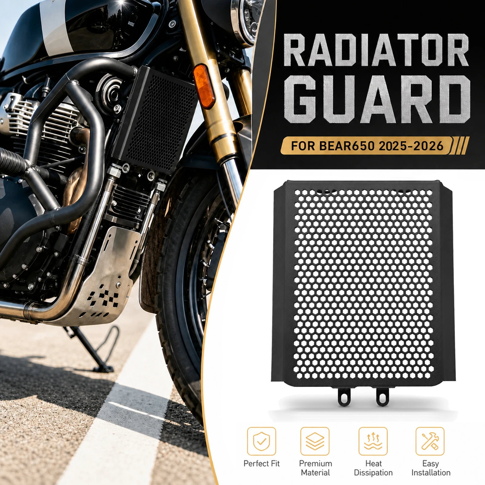 For Bear 650 2025 BEAR650 2026 Motorcycle Stainless Steel Radiator Guard Protection Radiator Cover Protector cooling net