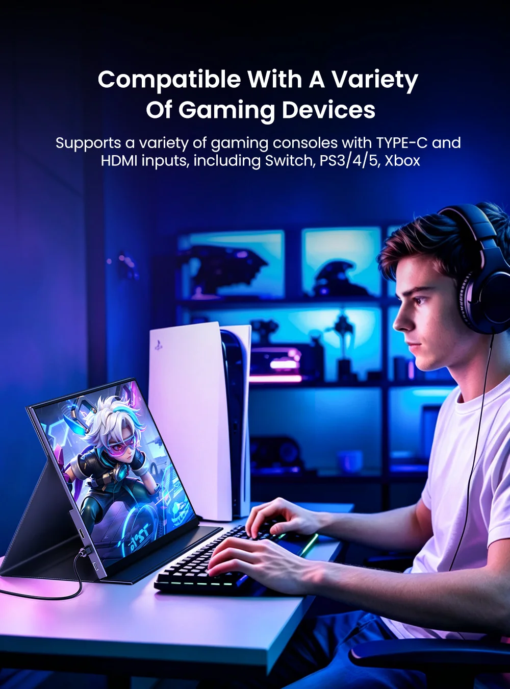 UPERFECT 4K Portable Monitor 14.5" 3840*2400 UHD USB-C HDMI Laptop Monitor 110% sRGB IPS Computer Gaming Display HDR w/Speakers view 6