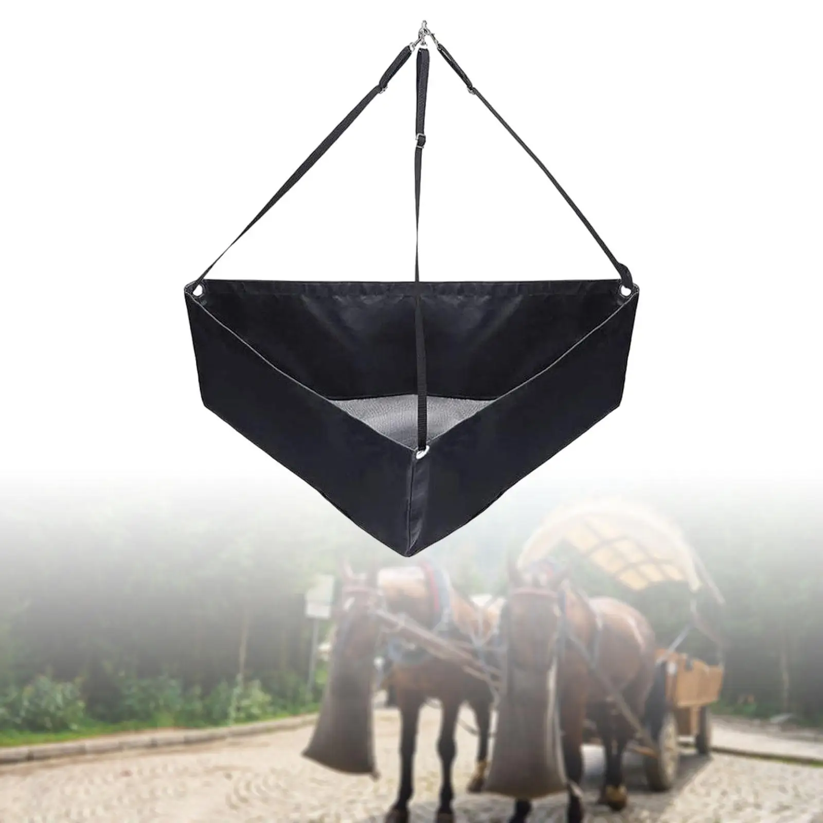 Bolsa de heno de alimentación lenta para caballos, alimentador de esquina para caballos con agujeros colgantes, bolsa de heno de esquina, alimentador de heno para paddock ecuestre de ganado