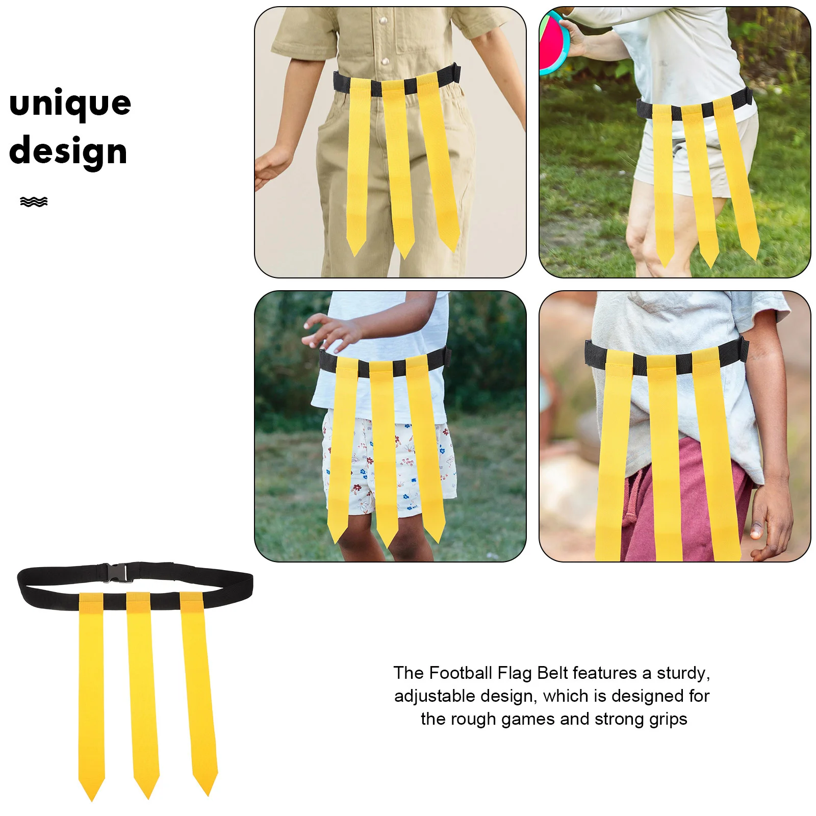 Cinturón con bandera de fútbol, talla única, se adapta a la mayoría de nailon duradero, PVC, colores brillantes, equipo de juego divertido para exteriores, cinturón de entrenamiento de fútbol