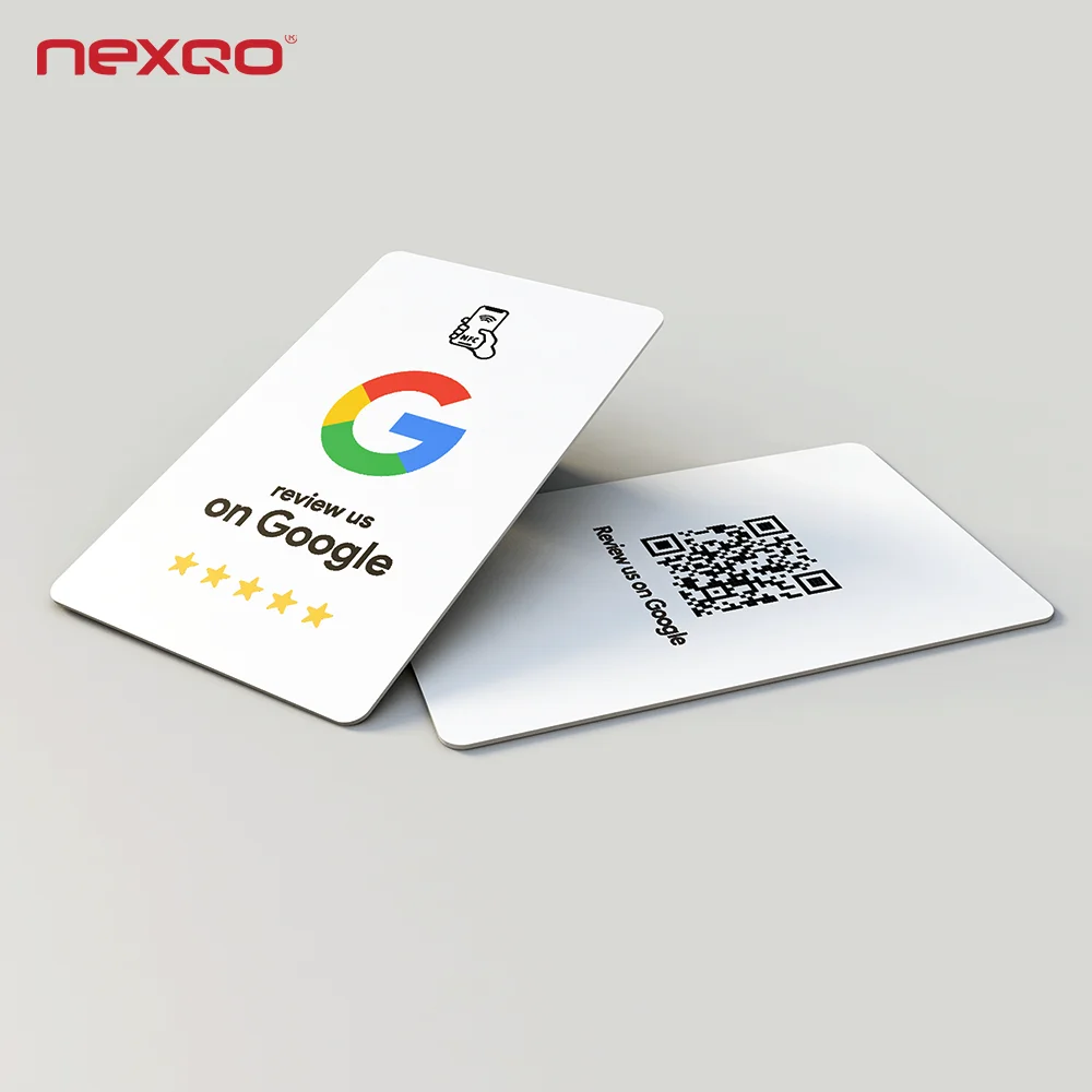 مخصص. CR80 البلاستيك للبرمجة رمز الاستجابة السريعة مسح NFC NTAG 213 NTAG 215 NTAG 216 بطاقة Google Review NFC #2
