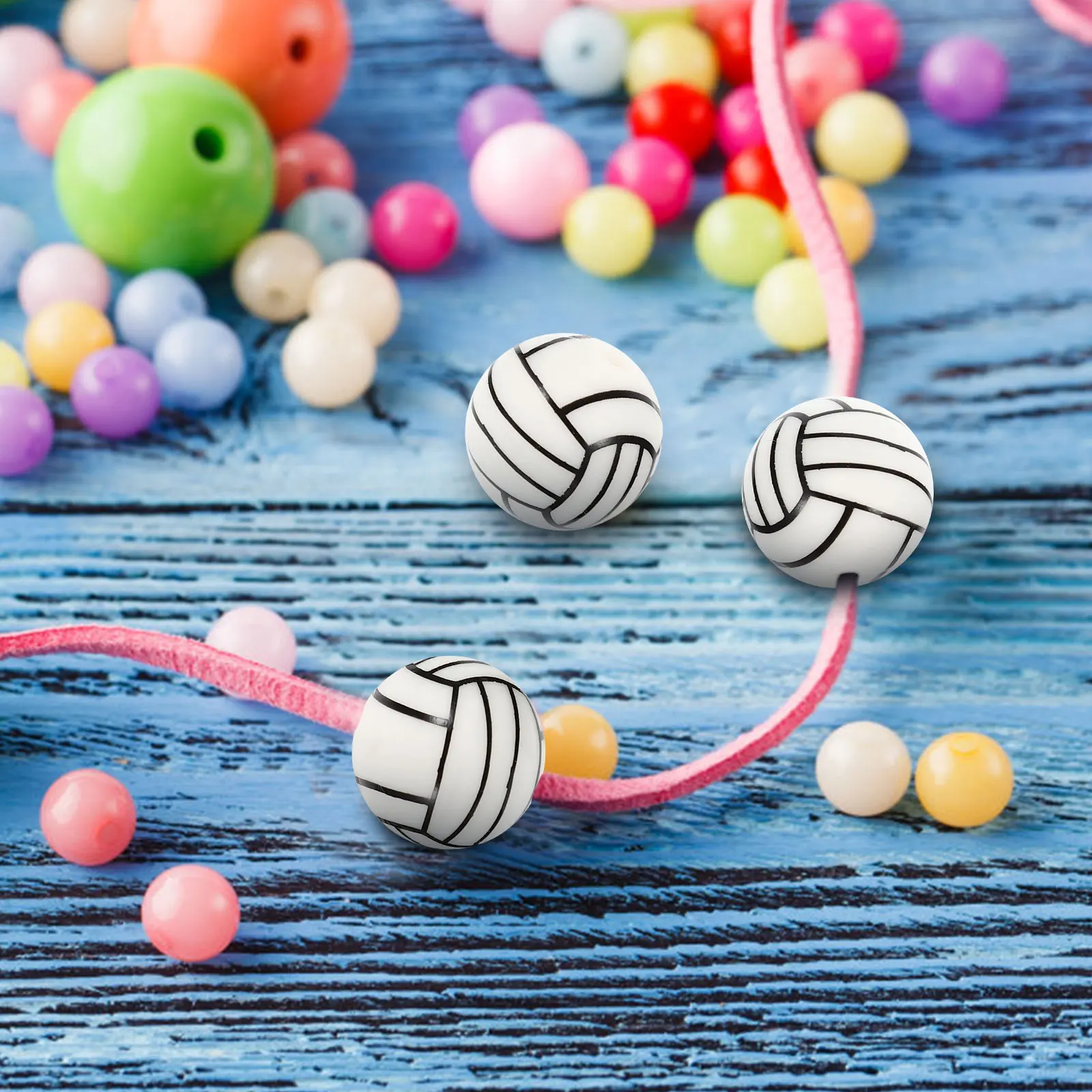 

10 Pcs Silicone Beads Holes Printing DIY Jewelry Crafts Bracelet Necklace Kids Diy Jewelry Accessories Toys Decorations