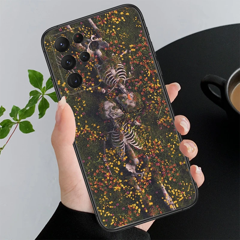 Skeleton in flowers Phone Case For Samsung A52S A21S A33 A23 A13 A14 A32 A52 A53 A54 A51 A71 A15