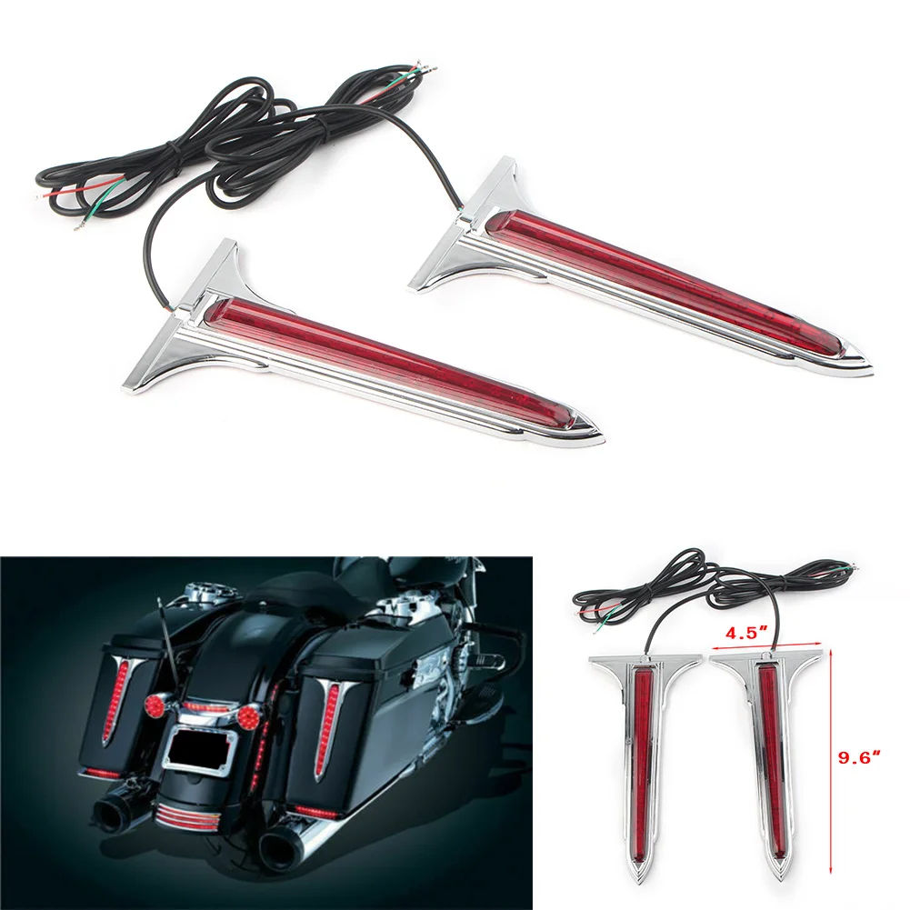 Pair Chrome LED Rear Saddlebag Accents Light Smoke Lens For Harley 1993-2010 2011 2012 2013 Touring models with hard saddlebags