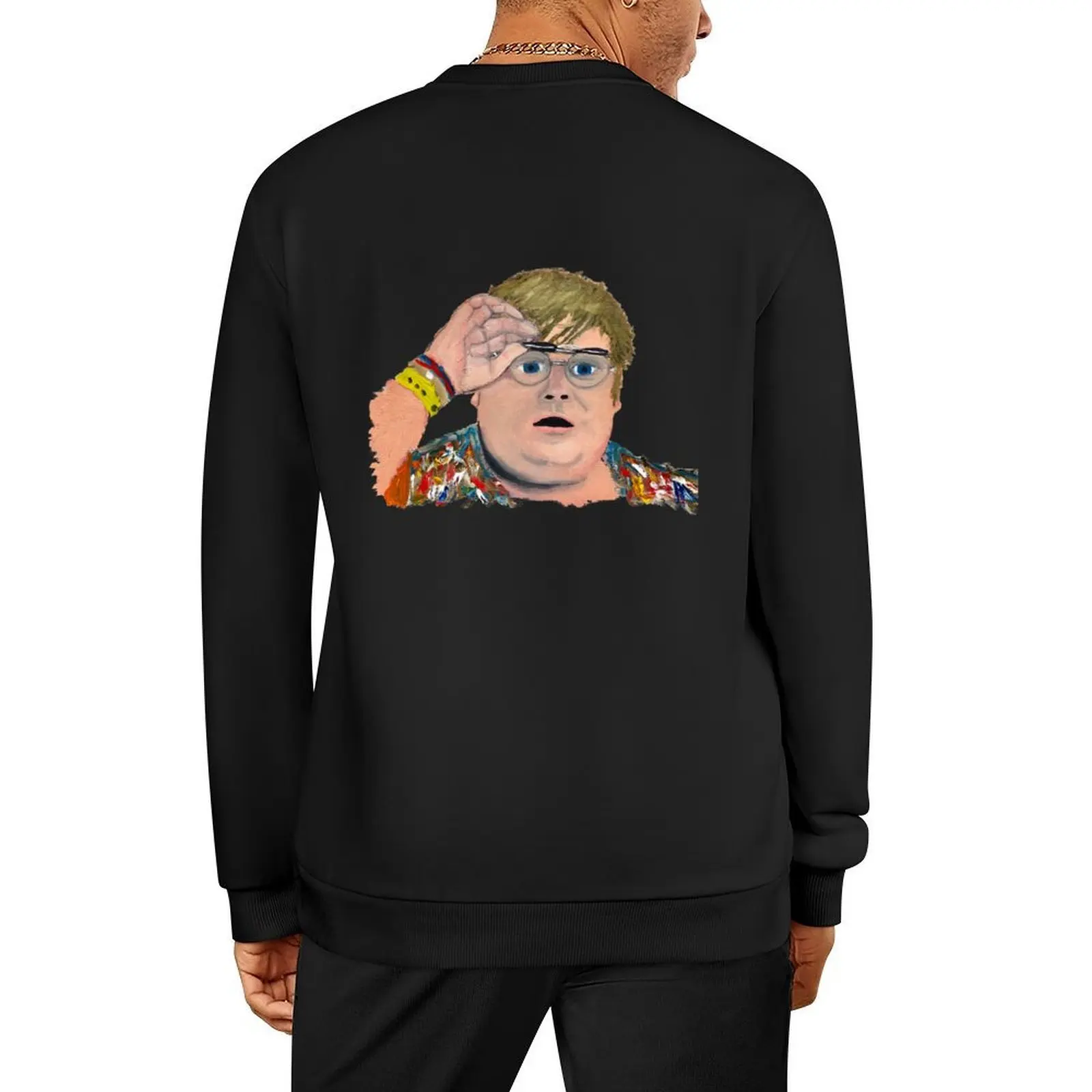 

Chubby Man Checks Out the Action - Oil on Canvas Pullover mens clothing men's clothing men wear sweatshirts for men