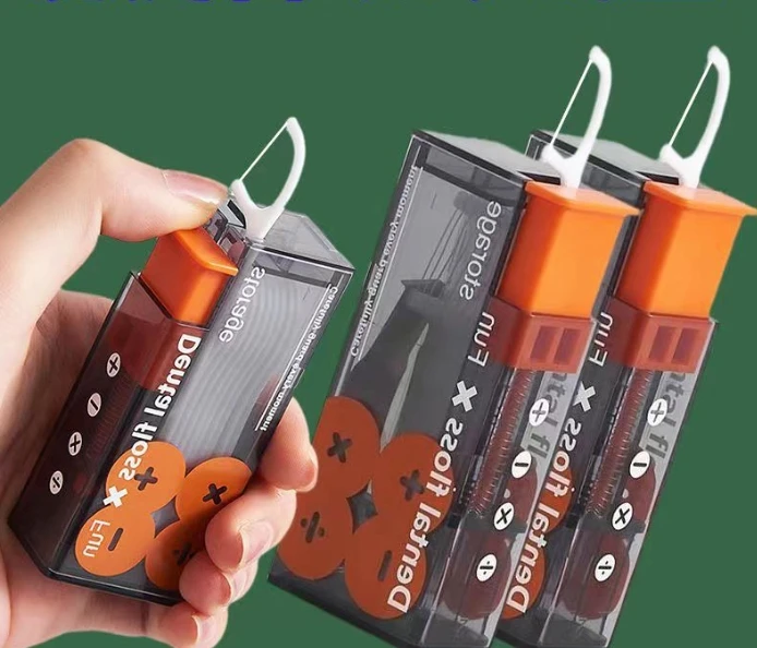 

Creative Lighter-Style Dental Floss Case Portable Push-Button Automatic Pop-Up Retractable Dental Floss Stick Organiser
