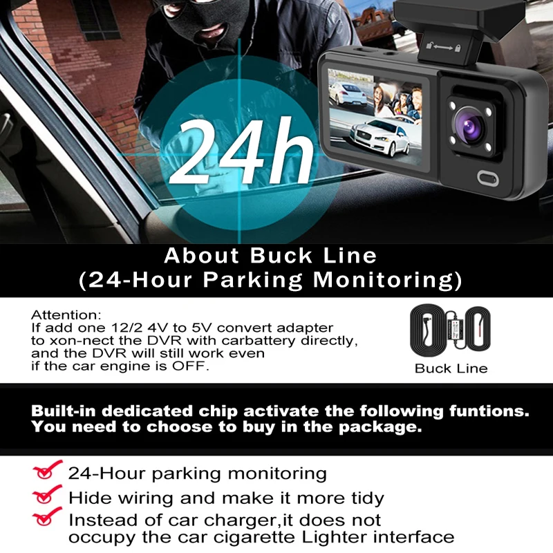3 Lens 1080P Car Dvr Cabin Mini Dash Cam Interior Vehicle Three Way Channel Camera Recorder Video Registrator Dashcam Camcorder image 6