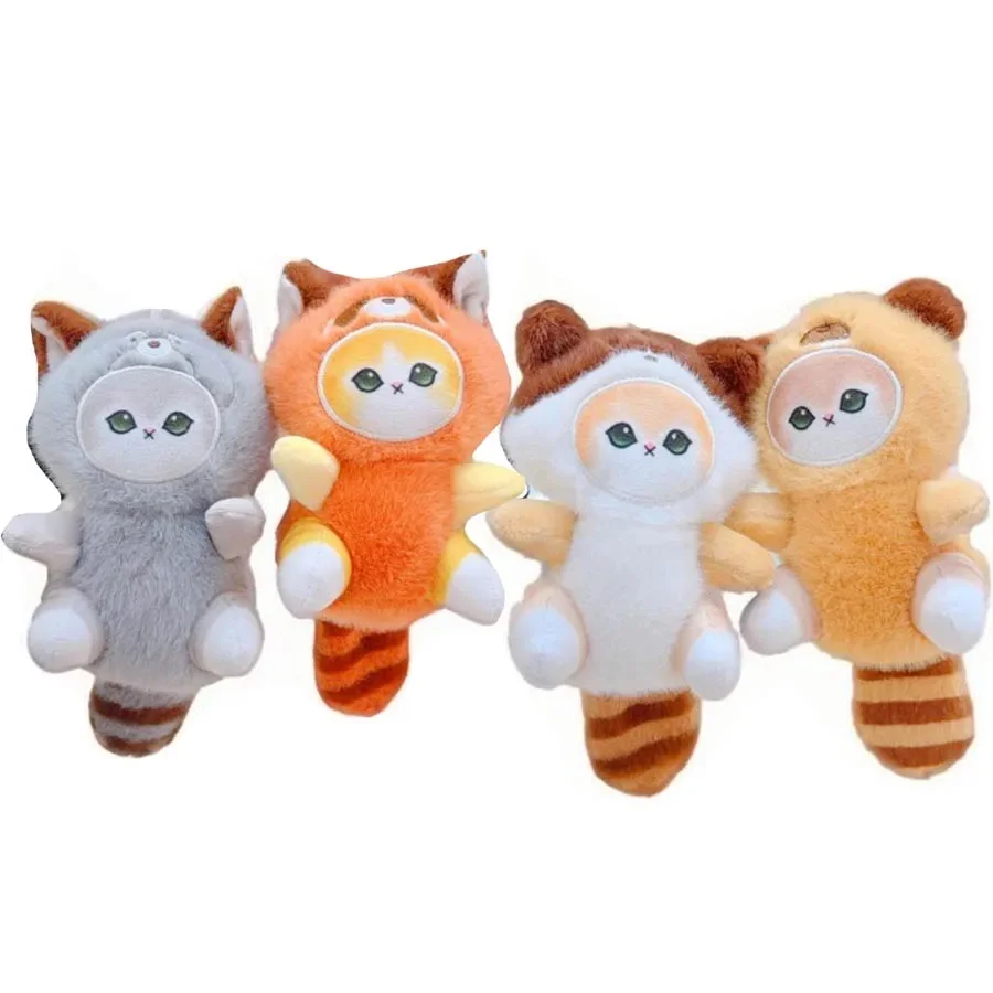 

4 шт./лот 14 см акула кошка плюшевая игрушка маленький енот белка панда мягкие куклы подвесные украшения подарки брелки подарки