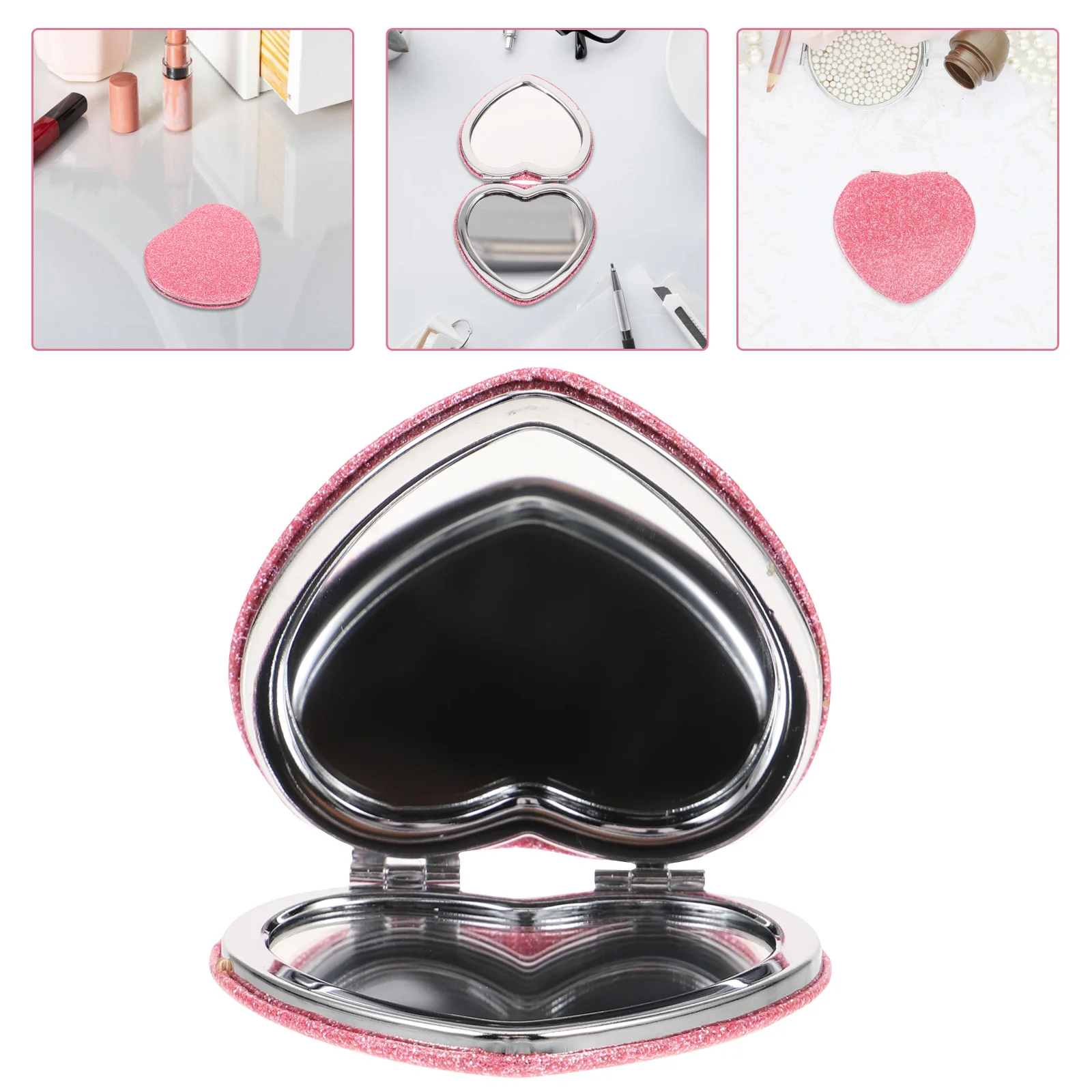 

Compact Heart Shape Mirror Small Portable Makeup Mirror for Women Hd Reflective Surface Travel Outdoor Handheld Use Cute