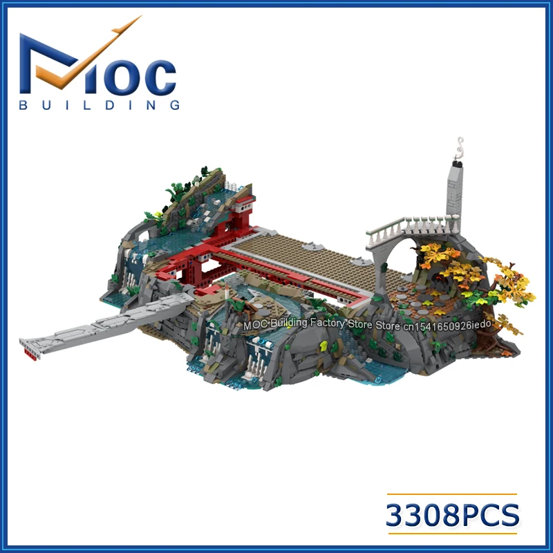 MOC Building Blocks Classic Movie Scene Elven Valley House Display Base Expand Model DIY Assemble Bricks Toys Collection Gifts