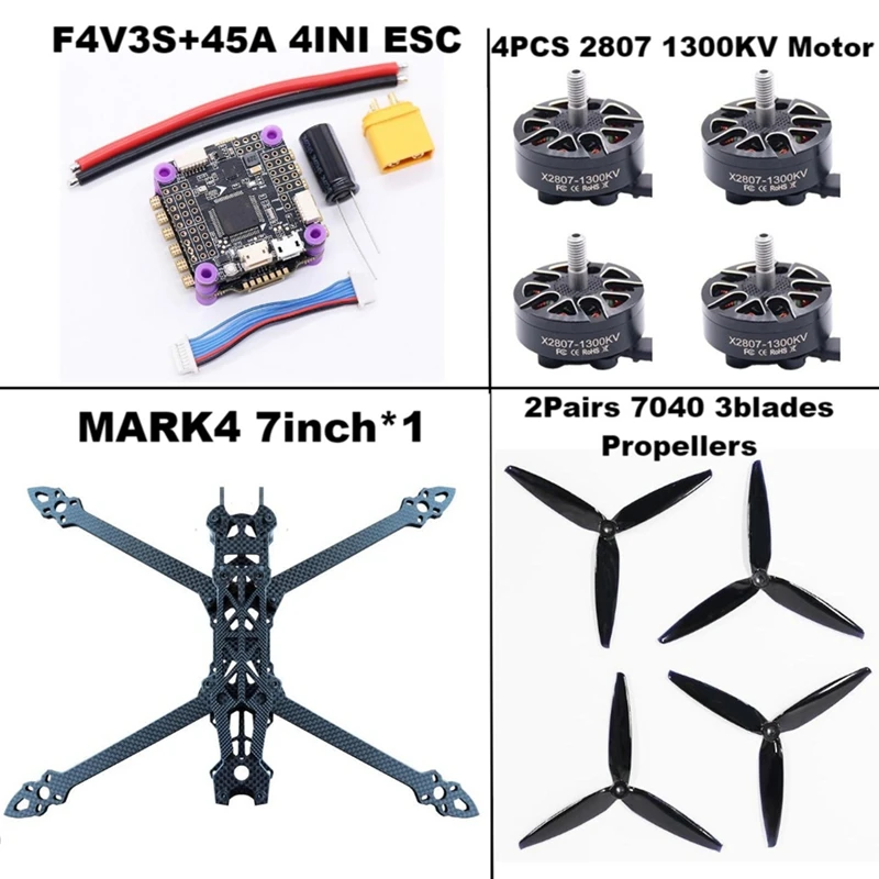 MARK4 7-Inch HD FPV Racing Drone F4V3S Flight Control 45A 4IN1 ESC Carbon Fiber Frame Quadcopter for Freestyle Flying-A31R