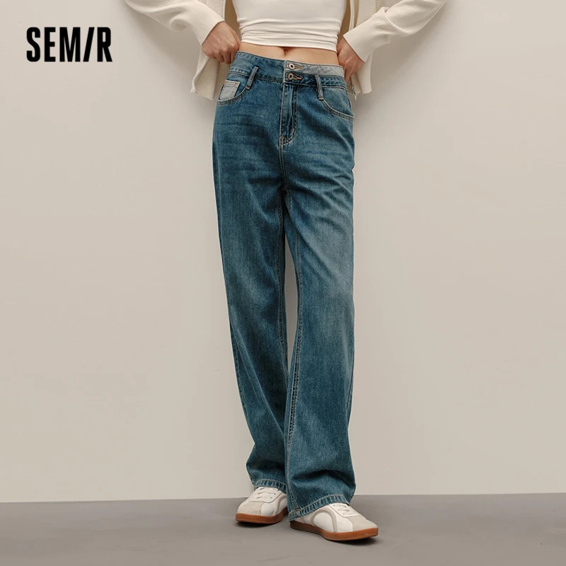 Semir 2023 Women Jeans Autumn New High-waisted Wide-leg Pants All-match Trousers for Women