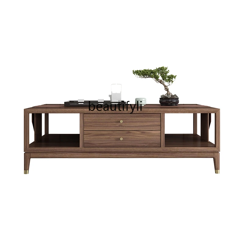 

New Chinese Style North American Black Walnut Tea Table Solid Wood Short Tea Table Tea Table Living Room Ash Wood