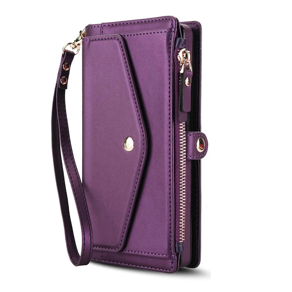 

Темно-фиолетовый чехол для телефона, защитная пленка для экрана, совместимая с чехлом для мобильного телефона Magsafe RFID, ремешок через плечо